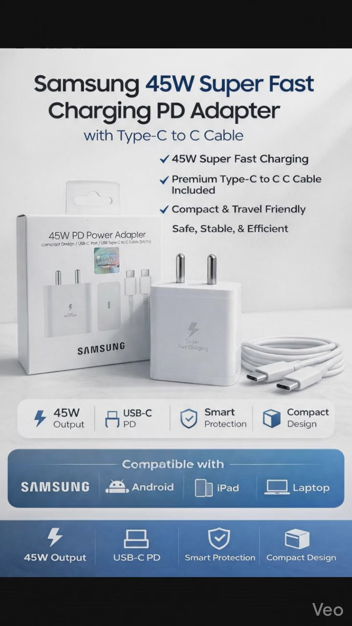 Samsung 45W Super Fast Charging Wall Charger (Type-C) – Black/White